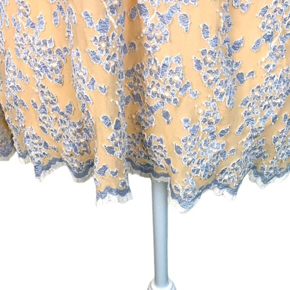 Soft Surroundings Women's Med Top Blue Cream Floral Lace Long Sleeve - Picture 6 of 9